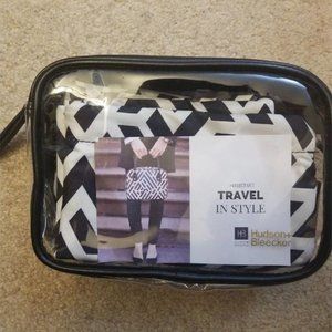 ❤️ NEW Hudson + Bleecker Labyrinth Onyx Black White & Clear Travel Bag Trio